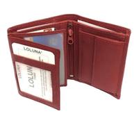Petit Porte monnaie femme cuir,mini portefeuille, format carte credit, 3 volets pour 10 cartes, permis, billet Rouge -LOLUNA®