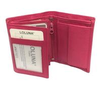 Petit Porte monnaie femme cuir,mini portefeuille, format carte credit, 3 volets pour 10 cartes, permis, billet Fuchsia -LOLUNA®