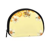 Petit porte-monnaie, grand papillon imprimé petit porte-monnaie avec fermeture éclair, mini pochette légère pour pièces de monnaie, clés, écouteurs, transport quotidien, Abeille dans une fleur, One