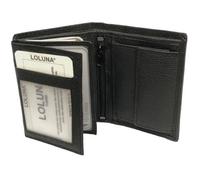LOLUNA® Mini Portefeuille Format Carte Credit Cuir Vachette Souple 3 Volets pour Placer 10 Cartes - permis - identité - Billet - Monnaie - Idée Cadeau pour Homme et Femme - Noir