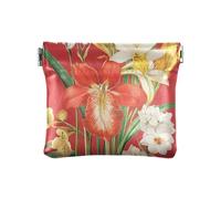 Petit porte-monnaie imperméable en cuir synthétique avec motif papillon et fleurs pour filles et femmes, Florals Orchidée Canna Rouge, 1 size, Moderne