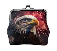 Petit porte-monnaie imprimé aigle feu d'artifice pour femme, porte-monnaie pour pièces de monnaie, portefeuille pour cartes de crédit