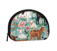 Petit porte-monnaie imprimé animaux de la ferme - Mini portefeuille pour monnaie - Poche à monnaie pour un usage quotidien et cadeaux, Noir , Taille unique, Pochette à monnaie