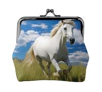 Petit porte-monnaie imprimé étalon 2 blanc pour homme et femme, noir, One Size, Vintage