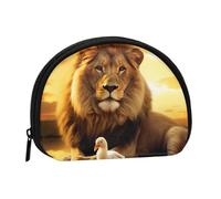 Petit porte-monnaie imprimé lion et oiseau au coucher du soleil - Mini porte-monnaie - Poche à monnaie pour un usage quotidien et cadeaux, Noir , Taille unique, Pochette à monnaie