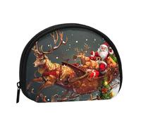 Petit porte-monnaie imprimé Merry Christmas avec imprimé Merry Christmas pour un usage quotidien et des cadeaux, Noir , Taille unique, Pochette à monnaie