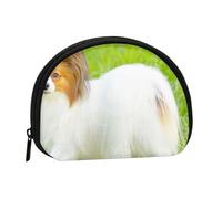 Petit porte-monnaie imprimé monde sous-marin, portefeuille semi-circulaire avec fermeture éclair, mini pochette portable pour enfants pour femmes et hommes, Blanc/papillon, One Size, Demi-cercle