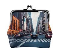 Petit porte-monnaie imprimé New York City pour homme et femme, noir, One Size, Vintage