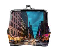 Petit porte-monnaie imprimé rues de New York City pour homme et femme, noir, One Size, Vintage
