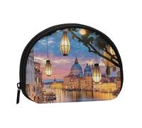 Petit porte-monnaie, joli flamant rose imprimé, petit porte-monnaie avec fermeture éclair, mini pochette légère pour pièces de monnaie, clés, écouteurs, transport quotidien, Belle Venise la nuit, One