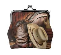 Petit porte-monnaie léger avec chapeau noir de cowboy et bottes occidentales pour les visites touristiques et les courses, Noir , Taille unique, Pochette à monnaie