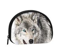 Petit porte-monnaie léger avec fermeture éclair pour pièces de monnaie, clés, écouteurs - Motif papillon bleu, Black Wolf1, One Size, Pochette à monnaie