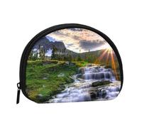 Petit porte-monnaie léger avec fermeture éclair pour pièces de monnaie, clés, écouteurs, transport quotidien, Paysage de lever du soleil de montagne, One Size, Pochette à monnaie