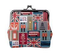Petit porte-monnaie léger avec impression de symboles de l'Angleterre pour les visites touristiques et les courses, Noir , Taille unique, Pochette à monnaie