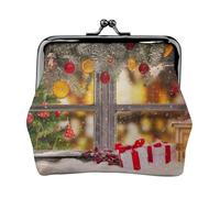 Petit porte-monnaie léger avec impression d'images de Noël pour les visites touristiques et les courses, Noir , Taille unique, Pochette à monnaie