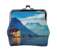Petit porte-monnaie léger avec impression du lac Léman pour les visites touristiques et les courses, Noir , Taille unique, Pochette à monnaie