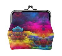 Petit porte-monnaie léger avec impression nuages arc-en-ciel pour les visites touristiques et le shopping, Noir , Taille unique, Pochette à monnaie