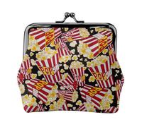 Petit porte-monnaie léger avec impression pop-corn pour les visites touristiques et les courses, Noir , Taille unique, Pochette à monnaie