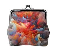 Petit porte-monnaie léger avec imprimé nuages colorés pour les visites touristiques et les courses, Noir , Taille unique, Pochette à monnaie