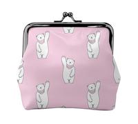 Petit porte-monnaie léger avec imprimé ours polaire rose pour les visites touristiques et les courses, Noir , Taille unique, Pochette à monnaie