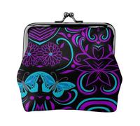 Petit porte-monnaie léger avec imprimé papillon sur une belle fleur pour les visites touristiques et le shopping, Noir , Taille unique, Pochette à monnaie