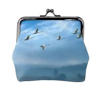 Petit porte-monnaie léger avec oiseaux volant au-dessus du ciel pour les visites touristiques et les courses, Noir , Taille unique, Pochette à monnaie
