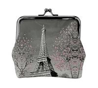 Petit porte-monnaie léger imprimé Tour Eiffel Paris pour les visites touristiques et les courses, Noir , Taille unique, Pochette à monnaie