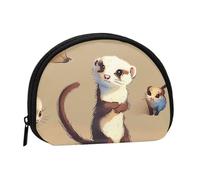 Petit porte-monnaie mignon imprimé furet poilu - Mini porte-monnaie - Poche à monnaie pour un usage quotidien et cadeaux, Noir , Taille unique, Pochette à monnaie