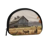 Petit porte-monnaie motif ferme avec imprimé cerf - Mini porte-monnaie - Poche à monnaie pour un usage quotidien et cadeaux, Noir , Taille unique, Pochette à monnaie