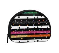 Petit porte-monnaie noir et blanc pailleté avec imprimé rayures arc-en-ciel et pois pour monnaie pour un usage quotidien et cadeaux, Noir , Taille unique, Pochette à monnaie