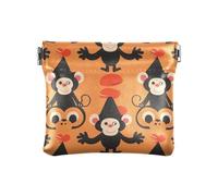 Petit porte-monnaie portable en cuir mignon singe clown pour femme, singe clown mignon, decoration