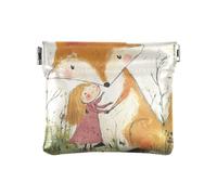 Petit porte-monnaie portable en cuir synthétique avec motif chat et papillon pour femmes et filles, Renard Rose Petite Fille, 1 size, Moderne