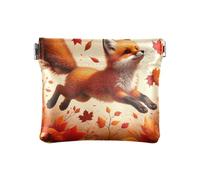 Petit porte-monnaie portable en forme de champignons psychédéliques pour homme et femme, Renard d'automne orange, one size, Renard d'automne orange