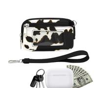 Petit porte-monnaie, porte-carte RFID porte-clés | Porte-cartes, organisateur de téléphone avec poche zippée pour cartes de crédit, rouge à lèvres, Vache marron noire et blanche, Refer to description,