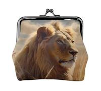 Petit porte-monnaie pour femme, motif lion de prairie, porte-monnaie en cuir, porte-monnaie mignon, porte-monnaie, porte-monnaie porte-monnaie, porte-clé