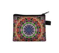 Petit porte-monnaie pour femme - Motif multicolore - Joli porte-monnaie - Motif mandala - Fleur - Pour carte de crédit - Mini porte-monnaie, 016, Taille unique