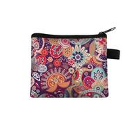 Petit porte-monnaie pour femme - Motif multicolore - Joli porte-monnaie - Motif mandala - Fleur - Pour carte de crédit - Mini porte-monnaie, 04, Taille unique