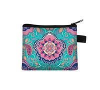 Petit porte-monnaie pour femme - Motif multicolore - Joli porte-monnaie - Motif mandala - Fleur - Pour carte de crédit - Mini porte-monnaie, 012, Taille unique