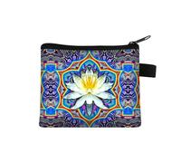 Petit porte-monnaie pour femme - Motif multicolore - Joli porte-monnaie - Motif mandala - Fleur - Pour carte de crédit - Mini porte-monnaie, 027, Taille unique