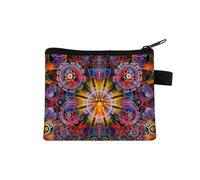 Petit porte-monnaie pour femme - Motif multicolore - Joli porte-monnaie - Motif mandala - Fleur - Pour carte de crédit - Mini porte-monnaie, 06, Taille unique