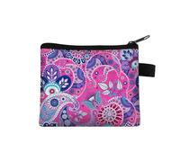 Petit porte-monnaie pour femme - Motif multicolore - Joli porte-monnaie - Motif mandala - Fleur - Pour carte de crédit - Mini porte-monnaie, 01, Taille unique