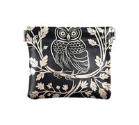 Petit porte-monnaie pour pièces de monnaie, mini pochette cosmétique pour porte-monnaie en cuir PU, Branche de hibou noir beige, Motif :