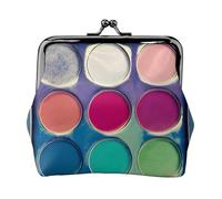 Petit porte-monnaie rectangulaire pour femme avec palette de couleurs rondes - Format de poche - Mini porte-monnaie pour femme