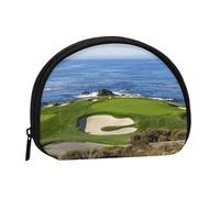 Petit porte-monnaie, sac à monnaie imprimé plage jetée avec fermeture éclair, mini pochette légère pour pièces de monnaie, clés, écouteurs, transport quotidien, Terrain de golf et de plage, One Size