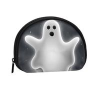 Petit porte-monnaie semi-circulaire avec fermeture éclair - Motif chouettes de Noël sur une branche - Pour enfants et femmes, Noir et fantôme d'Halloween, One Size, Demi-cercle