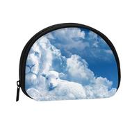 Petit porte-monnaie semi-circulaire avec fermeture éclair - Motif dauphin - Pour enfants et femmes, Agneau avec un lion sur les nuages, One Size, Demi-cercle