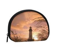 Petit porte-monnaie semi-circulaire avec fermeture éclair - Motif montagnes avec fleurs roses - Pour enfants et femmes, Vue naturelle, One Size, Demi-cercle