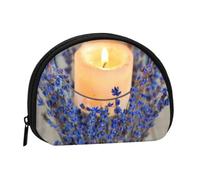 Petit porte-monnaie semi-circulaire avec fermeture éclair - Motif roses blanches avec imprimé sang - Pour homme et femme, Bougie Bois Bois Lavande, One Size, Demi-cercle