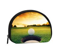 Petit porte-monnaie semi-circulaire avec fermeture éclair - Motif Van in the Beach avec planche de surf - Pour enfants et femmes, Sport Golf Ball Sunset Tree Balle de golf, One Size, Demi-cercle