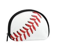 Petit porte-monnaie semi-circulaire imprimé libellule bleue avec fermeture éclair, mini pochette portable pour enfants pour homme et femme, Baseball Lace Close Up, One Size, Demi-cercle